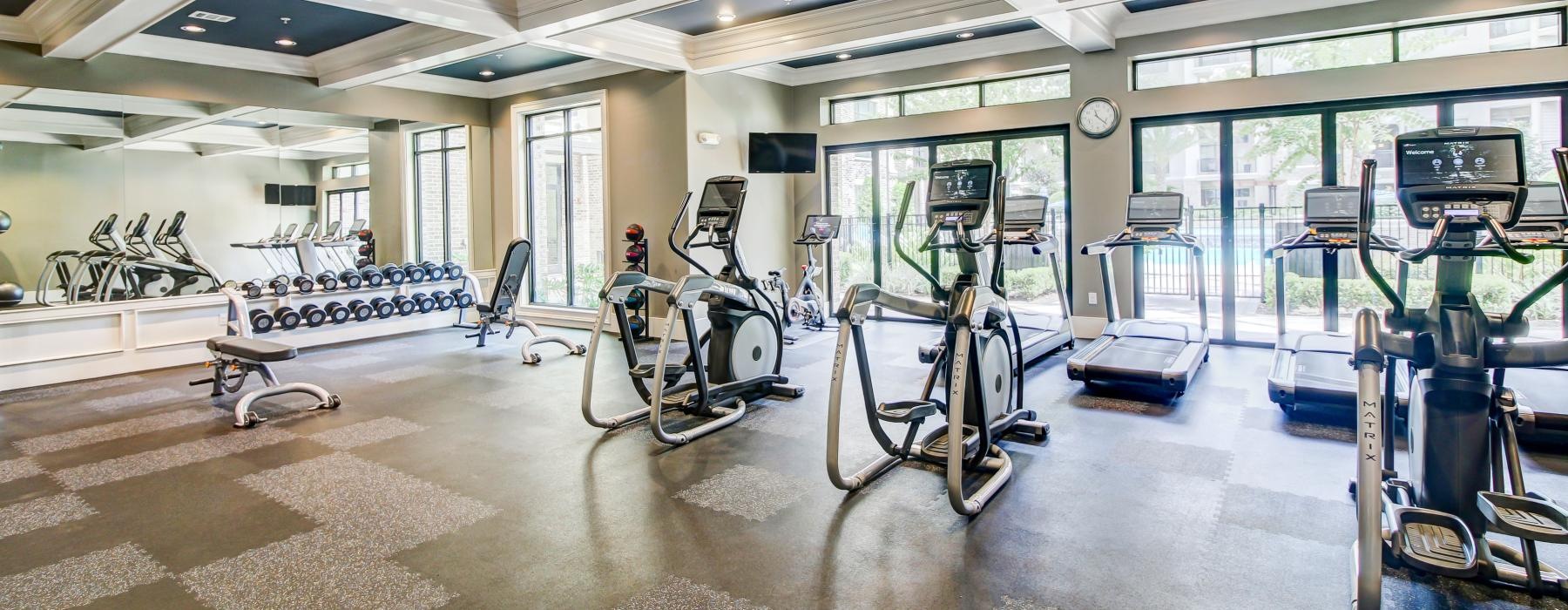 a gym with exercise equipment